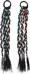 WRITWAA 1 Pair Colorful Hair Braids Extensions Soft Synthetic Hairpieces for Easy Braiding for Dress Up Parties Cosplay Durable Gentle Hair
