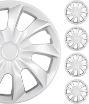 SCTIOO Silver Hubcaps(14")-4Pcs Strudy & Beautiful,OEM Style Replacement Easily Installed on 15-Inch Car Truck SUV,Suitable for a Variety of Models.