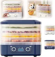 2025 New Home Food Drying and Dehydrating Machine, Five Trays, Digital Adjustable Timer & Temperature Control, automatic drying of fruits, meat, vegetables, snacks (blue)