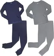 [Arctic Hero] Baby Boys' Base Layer - 4 Piece Soft Stretch Waffle Knit Tops and Jogger Tights - Underlayer for Boys (12M-4T), Navy/Charcoal, 12 Months