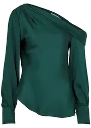 Jonathan Simkhai Alice One-shoulder Satin top - Dark Green - S (UK8-10 / S) S (UK8-10 / S)