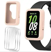 GIOPUEY Silicone Case Compatible with Samsung Galaxy Fit 3, with 3 Protective Films, Soft TPU Silicone Protective Case Cover, Samsung Galaxy Fit 3 Protective Case - Pink
