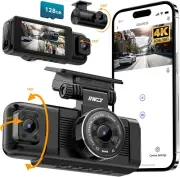 N7 3 Channel Dash Cam Front and Rear inside 3K+1080P+1080P with 128GB SD Card, 4