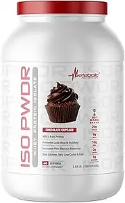 Metabolic Nutrition Whey Protein Isolate ISO PWDR Chocolate Cupcake, 3.04lb, 23 Servings, 26g Protein, Fast Digesting, Zero Carbs, Delicious Flavor, Very Low Carbs & Fat, Zero Lactose