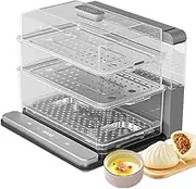 20L Foldable 3 Tier Steamer, 1100W Electric Food Steamer with Dual Mode Insulation, 24-Hour Appointment, Steam in 15 Seconds, Water Shortage Protection, for Veg, Meat, Fish & Rice