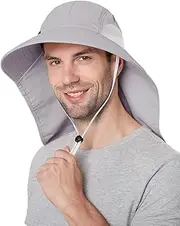 [H HOME-MART] Wide Brim Sun Hat Men, UPF 50 Premium Bucket Hat Sun Hat Wide Brim Hat Farming hat with Neck Flap for Fishing, Hiking, Camping, Garden, Farming, Waterproof Boonie Hat for Outdoor