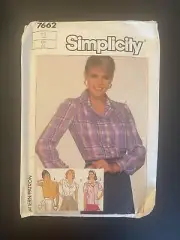 Simplicity 7662 Pattern Shirt Size 12 Misses Uncut New Vintage 1986