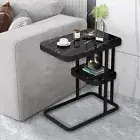 C Shaped End Table Small Side Table Industrial Narrow End Side Table Metal Frame