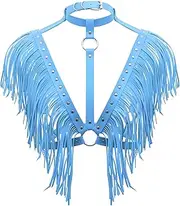 [PETM•HS] Leather Body Harness Bra for Women Punk Gothic Tops Cage Belt Adjust Size Festival Rave Costume