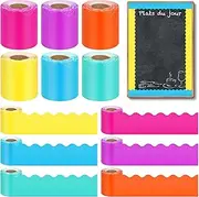 Glarks 6 Rolls of 60m Multicolor Scalloped Borders for Bulletin Board, Classroom & Office Decor