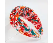 Kings Collection Retro Pleated Print Headband Beauty Hair Accessories For Women - Red