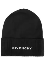 Givenchy Logo-embroidered Wool Beanie - Black ONE SIZE