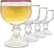 Color Margaritas Schooner Glass Four- 21.5 Oz Extra Large Goblet Crystal Style ZERO LEAD Colored RIM Shrimp Cocktail, Coronaritas, Margaritas, Beer
