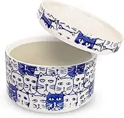 J-kitchens Pickles Container, Pottery, Hasamiyaki, Made in Japan, 9.1 fl oz (280 cc), 4.3 x 3.0 inches (11 x 7.5 cm), Cats, Blue