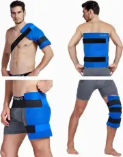 Koo-Care Large Flexible Gel Ice Pack & Wrap with Straps for Hot Cold Blue