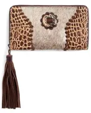 Ariat Western Womens Wallet Croc Print Calf Hair Concho Tassel Brown A770014502