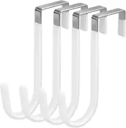 4/10/20 Pack over the Door Hook, Door Hooks, White/Black Rubber Surface Prevent