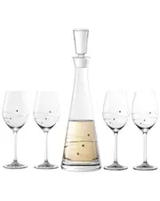 Barski European Handmade Lead-Free Crystalline 33 Oz. Tall Swarovski Wine Decanter & Wine Glass Set
