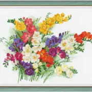 "Floral Harmony Cross Stitch Kit - 15" x 11" Zweigart 14 ct. White AIDA - 22 Col
