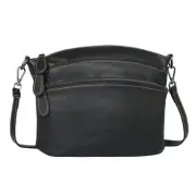 HESHE Leather Crossbody Bags Purses for Women Small Functional Multi W-black