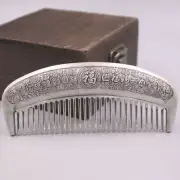 Genuine 999 Fine Silver Comb Jewelry Chinese Comb With 福 Lucky Pattern