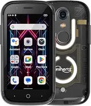 Unihertz Jelly Star, The World's Smallest Android 13 Smartphone Transparent Design LED Light NFC OTG Black (EU Charger)