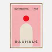 Galrie Bauhaus Ausstellung 1919 Art Print – Iconic Abstract Geometric Modern Design Decor, Wood Frame, 50 x 70cm (20 x 28inch)