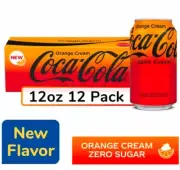 New Coca Cola Orange Vanilla Cream Zero Sugar 12 Cans , Ships Today