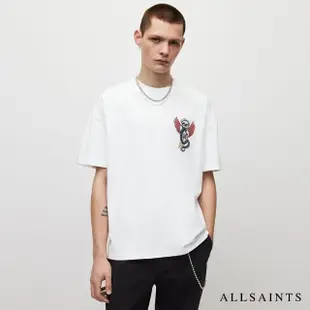 【ALLSAINTS】ROAD RASH 純棉寬鬆騎士精神塗鴉短袖T恤-白 MG092Y(寬鬆版型)