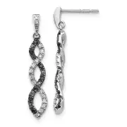 14k White Gold Black and White Diamond Twisted Post Earrings