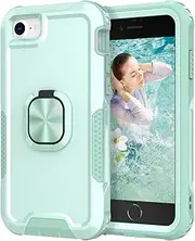 Military Case for iPhone 6/7/8/SE 2020 Tough Rugged Dual Layer Protective Case Hybrid Cover with 360°Ring Holder Kickstand