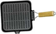 B Baosity Nonstick Grill Pan Cookware Portable Foldable Handle Household Steak Frying Pan for Stovetop for Kitchen Indoor Pancakes, 24cmx24cmx19cm