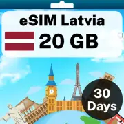 eSIM Latvia - 20 GB - 30 Days - Travel eSIM | QR code activation