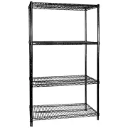 Shelving Kit 4 Tier Black 610x457x1880mm Commercial Storage Shelves Shelf