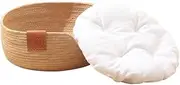 Totority Nest Pad Mat Weaving Bed Sturdy Bed Basket Pets Small Indoor Nest Bad Woven Cat Nest Puppy Cushion Round Rattan Bed Kitten Dog Bed Cattail Grass