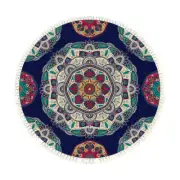 NNEAGS 90cm Round Rug Bohemian Circle Area Rug with Bohemian Geometric Pattern,
