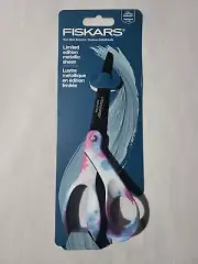Fiskars Premier Bent Deco NonStick Scissors 8in Pink & Blue Tie Dye