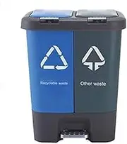 Outdoor Classification with Lid Dual Compartment Trash Can Step to Recycle Classified Pedal Bin for Kitchen Office Outdoor Commercial Recycling dustbin(D)