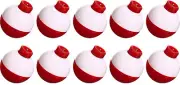 10 Pack of 1" Red and White Round Fishing Bobbers - classic fishing floats