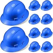Saysurey 10 Pack Full Brim Hard Hat, White Construction Hard Hat, HDPE Safety Helmet with 6-Point Adjustable Ratchet Suspension for Men and Women
