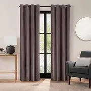 Eclipse Luxury Cotton Velvet 100% Blackout Grommet 108" x 50" Curtain Window Panel in Truffle