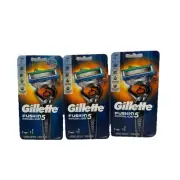 3 X Gillette Fusion 5 ProGlide Men's 1 Razor Handle and 1 Blade Refill NEW