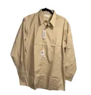 New Van Heusen Dress Shirt Men’s Large 16 32/33 Wheat Brown Button Up Poplin