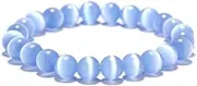 [IBOWZ] Crystal Bracelet Bead Bracelets Charm Bracelets for Womens, 7 Chakra Natural Cat's Eye Stone Beads Opal Bangle Unlimited Charm Jewelry Yoga Energy Elastic Blue Bracelets Diffuser Women Men G