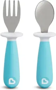 Munchkin Raise Toddler Fork & Spoon Set, Blue