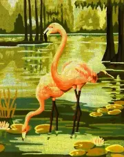 "Flamingo" Printed Canvas for Needlepoint Tapestry Gobelin Embroidery 14870