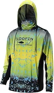 [KOOFIN GEAR] Performance Fishing Hoodie with Face Shield Sunblock Shirt Hooded Long Sleeve with Drawstrings Pocket