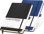 SAYEEC 2 Pack Hardcover Executive Notebook 200 Pages Lined Writing Journal Classic College Ruled Notebook Thick Paper with Inner Pocket for Work Note Taking Office School Medium 14×21 cm(Black Blue)