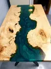 Green River Epoxy Dining Table Top / Live Edge Walnut Office Desk Top