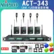 【MIPRO】ACT-343 配四領夾式麥克風(1U四頻道自動選訊無線麥克風)